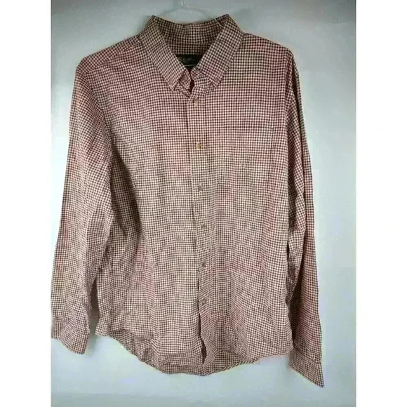 Eddie Bauer Flannel Shirt Mens L Dark Red Classic Fit Check Plaid Twill Cotton - Picture 8 of 10